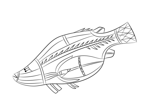 Aboriginal Rock Painting Of Fish Coloring Page